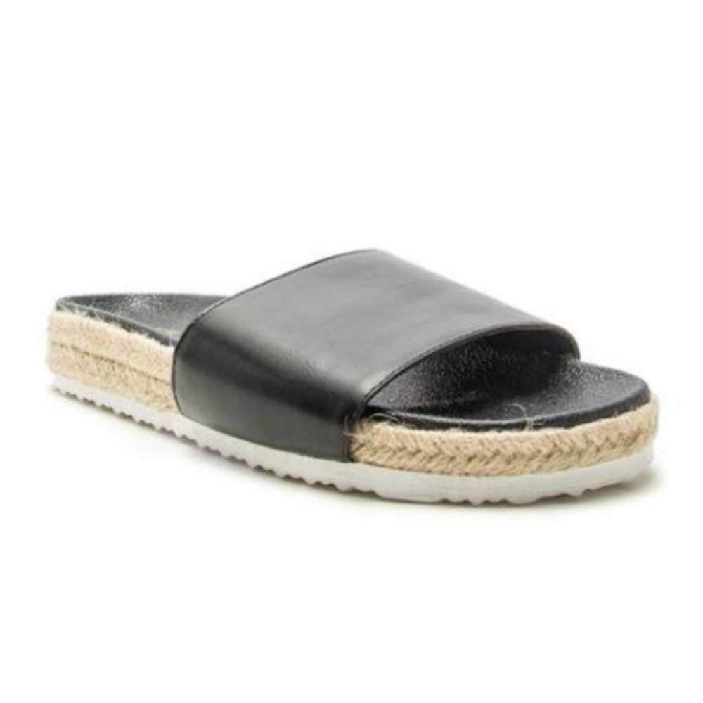 Espadrille Slides in Black - Picture 2 of 6